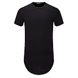 OLRIK Men's Hipster Hip Hop Short Sleeve T-shirt With Zipper Trim Black S