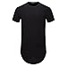 OLRIK Men's Hipster Hip Hop Short Sleeve T-shirt With Zipper Trim Black S