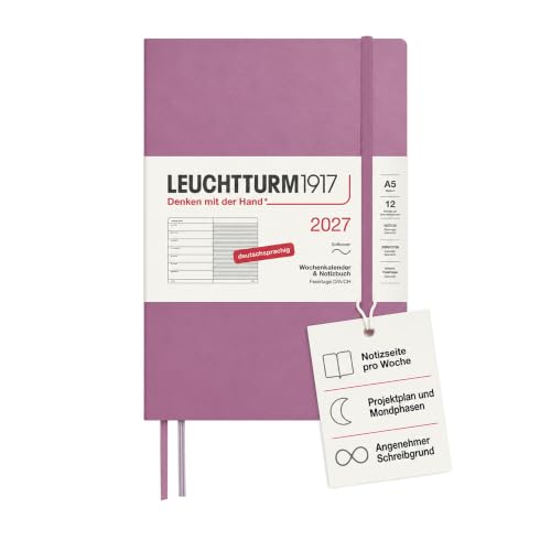 LEUCHTTURM1917 Weekagenda & notitieboek A5 2027 Duitstalig, Dusty Rose