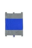 Beach Blanket / Picnic Blanket / Outdoor Blanket - Extra Large 7x 9 Lightweight and Compact with Attached Sand Anchors and Stake Down Loops (Royal Blue / Gray)