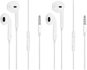 2 Pack Apple Earbuds [Apple MFi Certified] Headphones Earphones with 3.5mm Wired in Ear Headphone Plug(Built-in Microphone & Volume Control) Compatible with iPhone,iPad,PC,MP3/4,Android -White