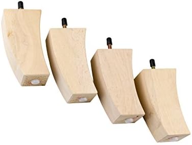 MJL Furniture Designs Medium Wooden Curved Style Square Bottom Replacement Sofa or Ottoman Threaded Leg (Set of 4), Nude, 5" x 2-3/4" x 1-3/4"