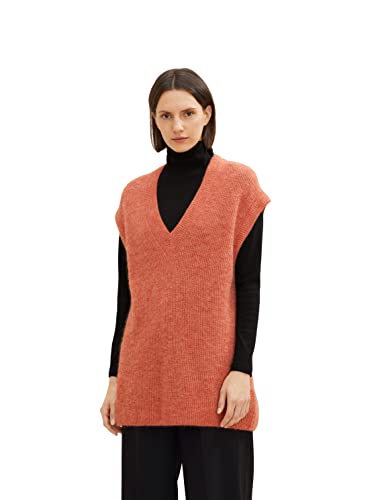 TOM TAILOR Damen 1034075 Pullunder mit V-Ausschnitt, 30670 - Canyon Sunset Red Melange, XXS