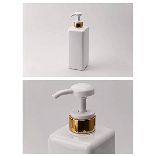 HARRA HOME Modern Gold Design Pump Bottle Set 27 oz Refillable Shampoo and Conditioner Dispenser Empty Shower Plastic Bottles with Pump for Bathroom Lotion Body wash Massage Oils, Pack of 3 (White) - Thumbnail 7