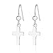 925 Sterling Silver Minimalist Shiny Polished Simple Small Christian Cross Dangle Drop Earrings