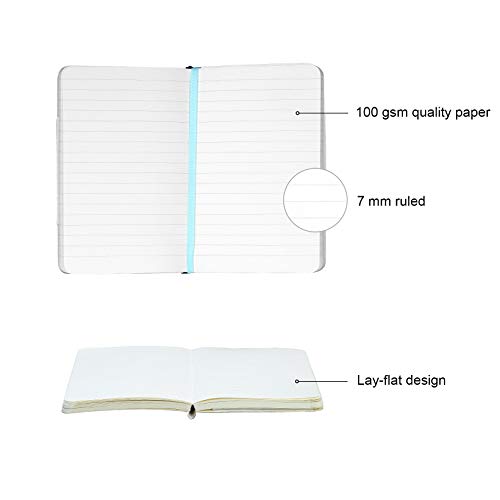 2-Pack Pocket Notebook Journal Notepad Small, College Ruled, 3.6" x 5.5", Faux Leather Soft Cover Mini Journal, 100 GSM Thick Paper, Inner Pocket (Skyblue Lined) - Thumbnail 3