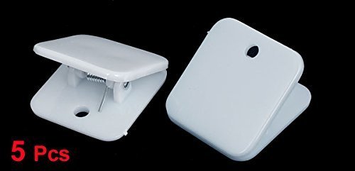 Home Mart Plastic Office School Square Spring Loaded Paper Clamp Memo Note Clip 5pcs White