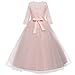 Big Girl Dresses 13-14 Special Occasion Ball Gowns Wedding Pageant Birthday Party Dress for Girls Tutu Tulle Lace Dress Full Length Long Sleeve Size 12-14 Elegant Princess Dress (Pink 170)
