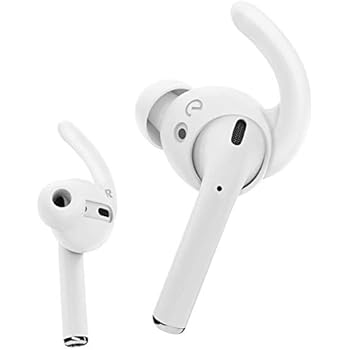 EarBuddyz Ultra Ear Hooks and Covers Compatible with Apple AirPods 1 & AirPods 2 or EarPods Featuring Bass Enhancement Technology (Medium, White)