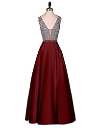 YuNuo vestidos largos sexy de fiesta, graduación 2017, dama de honor, con cuentas de cristal y espalda abierta