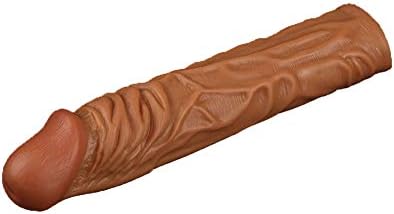 Reusable Condom Soft Liquid Silicone Can Be Lengthened Brown Stimulate G Point Condom Long Section Sex Toy