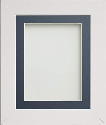 Frame Company Watson Range White 12x10 inch Picture Photo Frame with Blue Mount for Image 10x8 inch *Choice of Sizes* Fitted with Real Glass