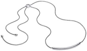 Sasha Liv Sterling Silver Long Solid Curved Bar Necklace Pendant Necklace