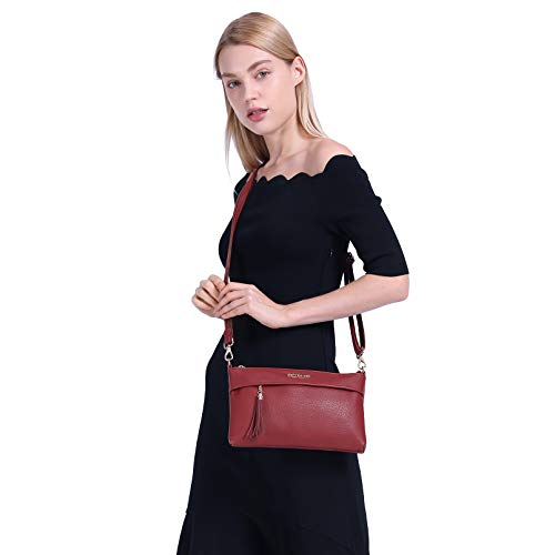 Small Crossbody Purses for Women Vegan Leather Lightweight Crossbody Purse Stylish Shoulder Bags with Wallet (Red)