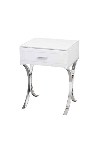 My Furniture Aurelia Barcelona Style White Glass Bedside Table