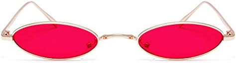 Gobiger Fashion Small Frame Sunglasses Designer Oval Shades for Women Men (Gold Frame/Red Lens)