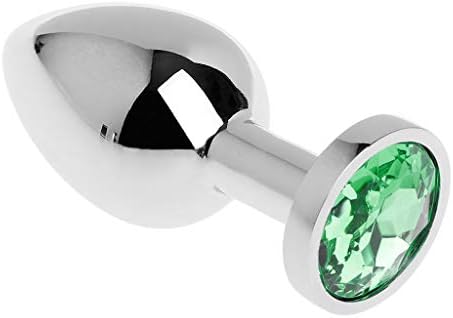 Gantian Green Crystal Rhinestone Stainless Steel Small Size A'mal P'lug for Men for Women