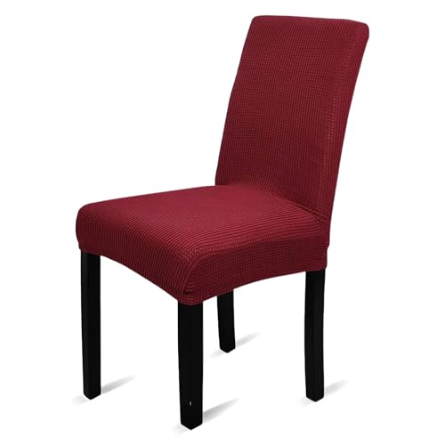 WedDecor Velvet Dinning Chair Cover Stretch Modern Seat Cover Elastic Removable Washable Spandex Chair Protectors Slipcover for Kitchen, Wedding, Banquet, Living Room, Home Decor, Burgundy, Pack of 4