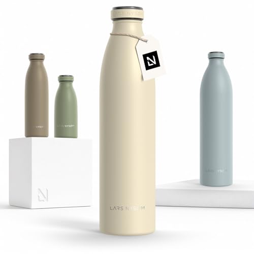 LARS NYSØM Edelstahl Trinkflasche 350ml, 500ml, 750ml, 1L, 1 5 liter | Thermosflasche Kohlensäure geeignet | Auslaufsichere Wasserflasche für Sport, Outdoor (Al