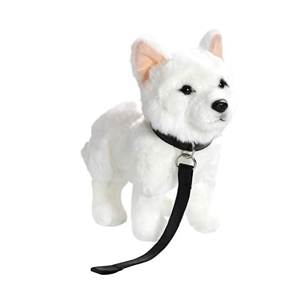 Carl Dick Weißer Schäferhund mit Leine stehend, Hund, Plüschtier, Kuscheltier ca. 26cm lang, ca. 22cm hoch 3485