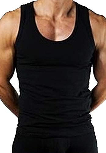 Hyfive Men's Sleeveless Gym Training T-Shirt Vest in 100% Cotton Top Black M Pack of 1