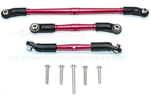 GPM Lot de 3 maillons de direction et de suspension réglables en aluminium pour Traxxas TRX-4 Trail Defender Crawler Rouge