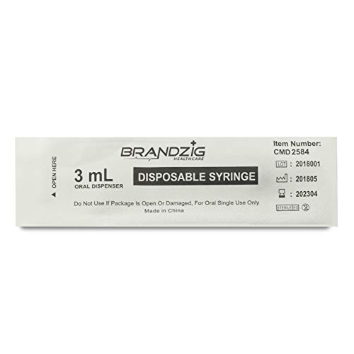 Brandzig 3ml Syringe 100 Pack Luer Slip Tip, No Needle
