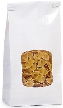 White 1 Lb. Tin Tie Bakery Bag w/ Square Window - by Premium Tin Ties
