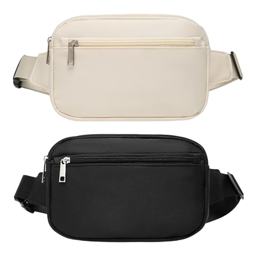 JDF3CISH 2Pcs Cangurera Mujer, Cangurera Deportiva, Riñonera Running para Hombre,Bolso Cruzado para Mujer, Correa de Hombro Ajustable Multifuncional, Adecuado para Correr, Viajes, Ciclismo, Fitness