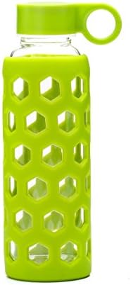 DOUYING Premium Borosilicate BPA-Free Glass Water Bottle 12 oz with Silicone Sleeve & Stainless Steel Lid