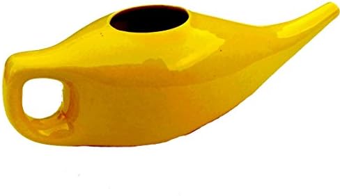 PrimeSurgicals High Quality Ceramic Jal Neti Pot • color (Yellow) • with 1 Year FREE EXCLUSIVE warranty