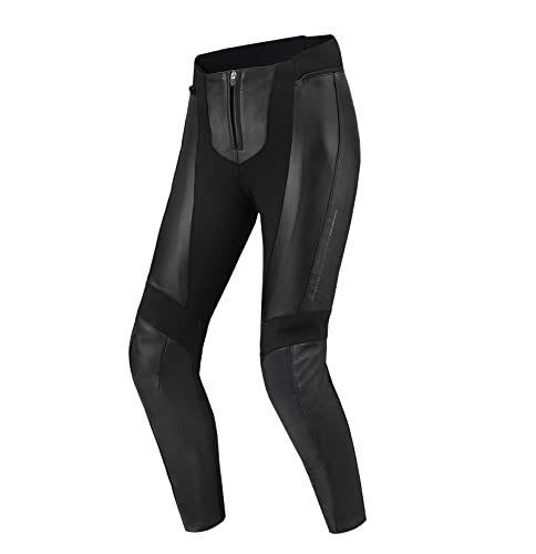 SHIMA Monaco 2.0 Motorcycle Trousers for Women Breathable, Elastic, Slim Fit Biker Pants Womens Leather with CE Knee Armor Pads (Black, XL)