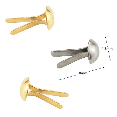 Yexpress 600 Pieces 4.5 x 8mm Gold & Silver Mini Brads Round Paper Fasteners Brass Pastel Metal Brads for Scrapbooking Crafts DIY Paper