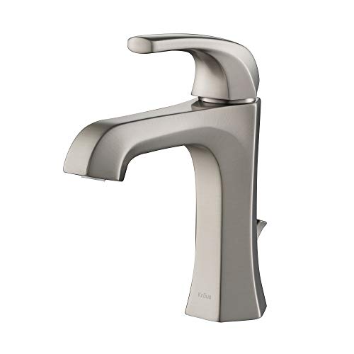 KRAUS Esta Single Handle Basin Bathroom Faucet with Lift Rod Drain in Spot Free Stainless Steel, KBF-1211SFS