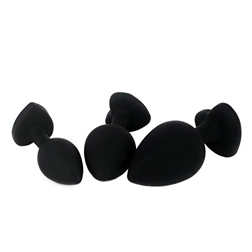 Set of 3 - Bu~tt P~lu~g T-bar Base - Silicone Toys - Erotic Games Role Play - Jeweled Stimulator Toys for Men and Women - 3 pcs Beginners Silicon Anales Set - Best Idea for Gift - Black - Thumbnail 2