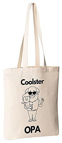 FremiBag "Coolster Opa" Fabric Bag - Christmas Gift - Jute Bag Printed with Long Handle, Cotton Fabric Bag with Print, Bag with Cool Saying - Cotton Bag as Gift, natural, One Size