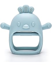 Silicone Baby Teether Toy for Infants 3+ Months, BPA Free Anti-Drop Silicone Mitten Teething Toy for Soothing Sore Gums, Baby Chew Toys for Sucking Needs, Blue