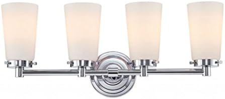 Alico Industries BV7T4-10-15 Madison Collection 4-Light Vanity Fixture, Chrome Finish with White Opal Glass