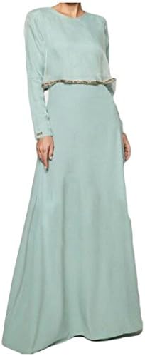 Mfasica Women Long Sleeve Hipster Slim Fake Two Abaya Jilbab Muslim Dress AS1 M
