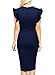 Miusol Women's Retro Ruffles Cap Sleeve Slim Business Pencil Cocktail Dress,Navy Blue,Small