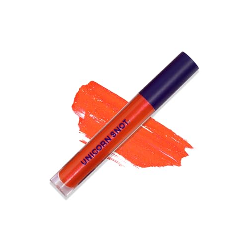 UNICORN SNOT Liquid Metal Lip Paint - Metallic Lip Gloss - Non-drying, Long-lasting Liquid Lipstick, Intense Pigment Lip Color with Metallic Shimmer - Vegan, Cruelty-Free Lip Makeup, Orange (Blaze)