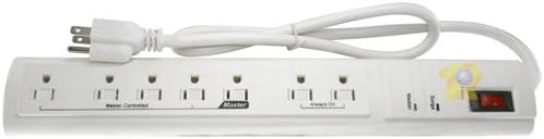 PI Manufacturing 7 Outlet Power Strip with Powersaving Feature (1 Master Outlet, 4 Slave Outlets, 2 Always On Outlets)