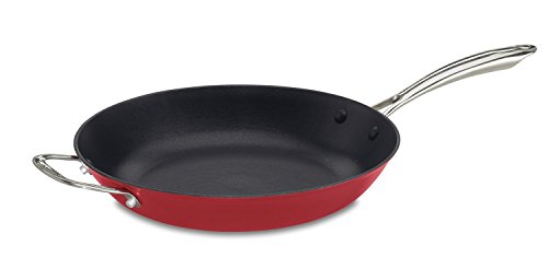 Cuisinart CIL22-30HR CastLite Non-Stick Cast Iron Fry Pan with Helper, 12-Inch, Red