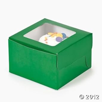 Amazon.com: Green Cupcake Boxes with Window and Insert ...