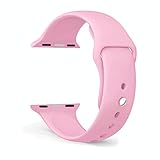 Apple Watch Band - FanTEK Soft Silicone Sport Style Replacement iWatch Strap for Apple Wrist Watch 38mm Models M/L Size (Light Pink)