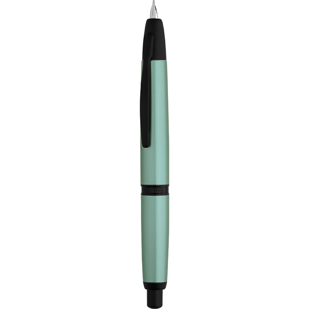 erofa Majohn A1 Press Fountain Pen Fine Nib with Box, Retractable Green Metal Ink Pen with Converter Writing Set (Black Clip Version) — image 1