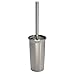 mDesign Compact Freestanding Toilet Bowl Brush and Holder for Bathroom Storage and Organization - Space Saving, Sturdy, Deep Cleaning, Covered Brush - Brushed Stainless Steel