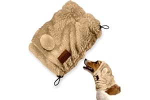 SSaYo Dog Ear Muffs Noise Protection - Soft Calming Hood for Anxiety Relief, Fireworks, Thunder, Grooming & Vet Visits - Elastic Headband & Comfortable Neck Warmer for Travel (Ears, Brown, Small)