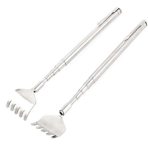 2 Pieces 51cm Long 5 Sections Stainless Steel Telescopic Back Scrather