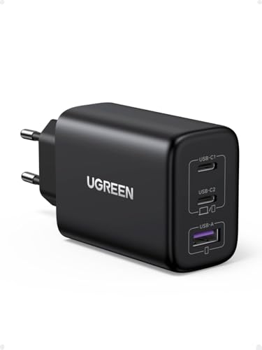 Zapix 65W Caricatore USB C Caricabatterie 3 Porte 2 Type C e 1 A PD 3.0 PPS Compatibile con iPhone 17 Pro Max Air 16 15 14 13 Galaxy S26 Pixel 10 Pro iPad MacBook M5 M4 Steam Deck (Nero)